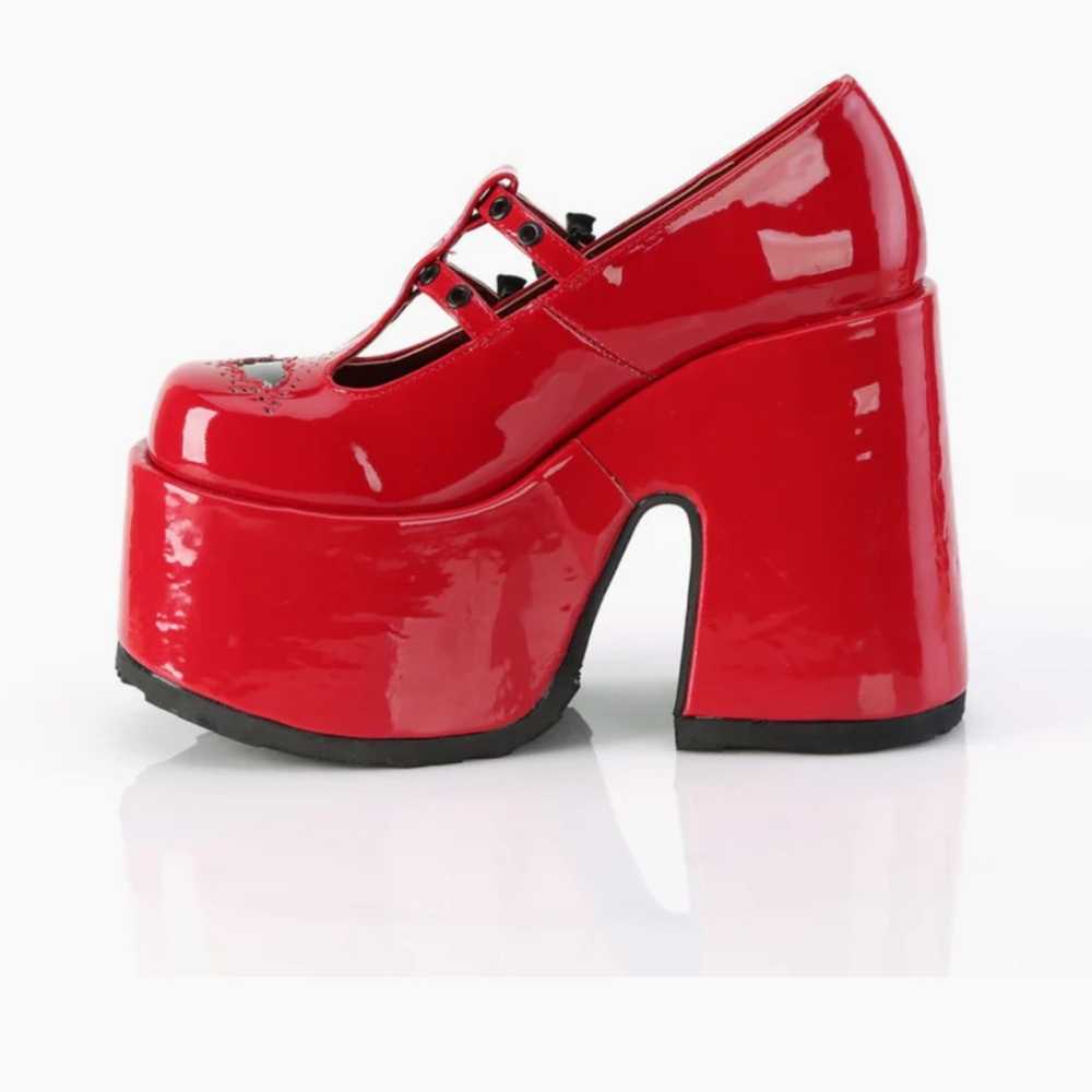 Red Platform Mary Jane Shoes